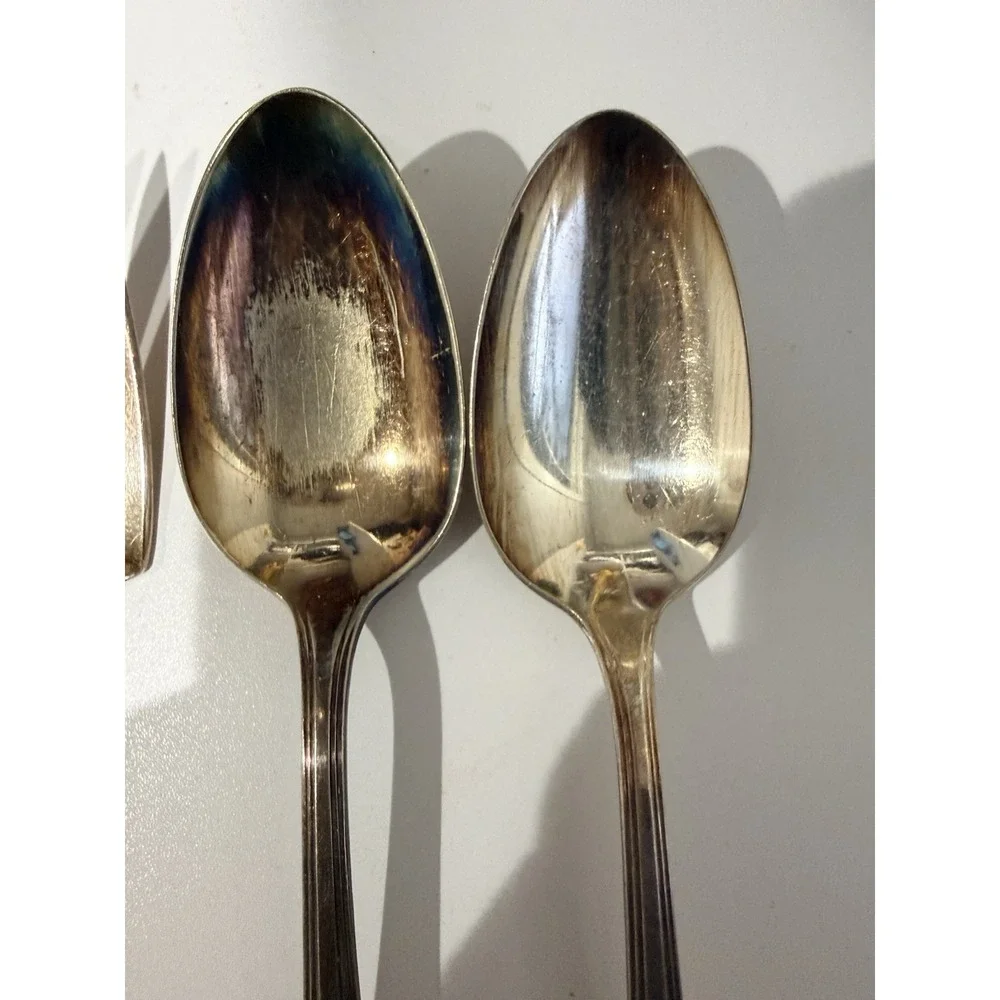 Wm Rogers &‎ Son AA Serving Utensils Cake Spoon Silverplate Art Deco 4 Pieces